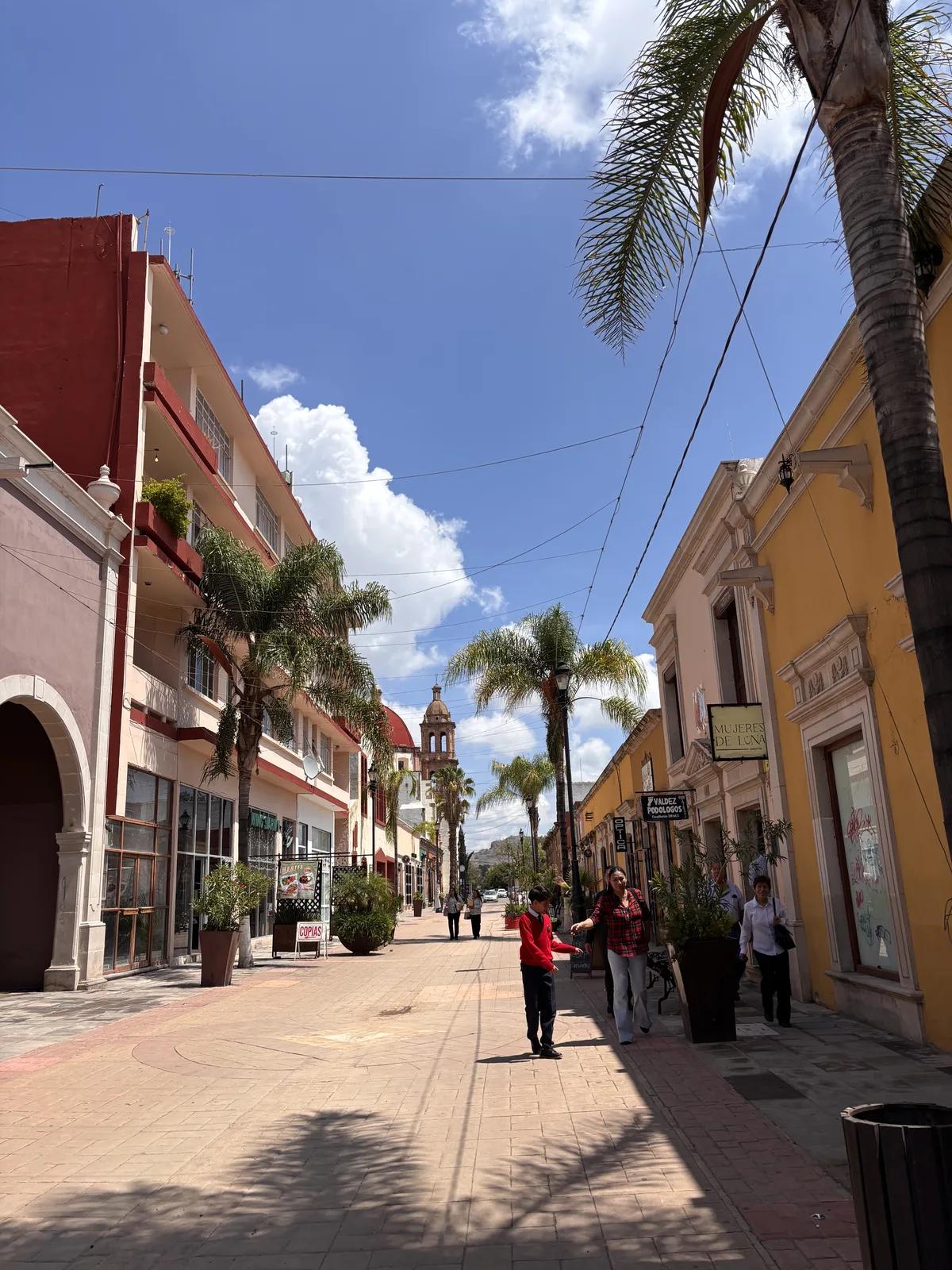 A colorful pedestrian street in Mexico